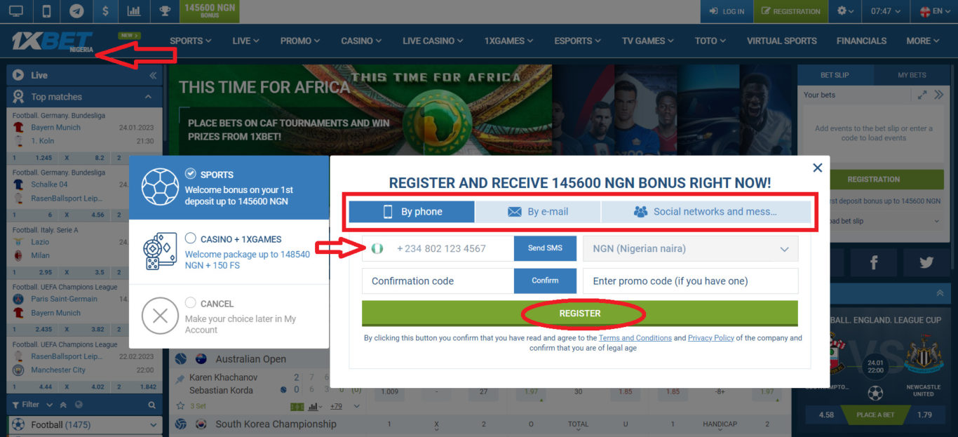 1xBet Registration by Phone Signing up for an account with x1 Bet is simple and takes very little time. There are three different ways to sign up from which to choose the one that is most convenient for you. There are several safe and user-friendly ways to sign up for the service. Some of the available registration choices are: Registration by Phone.